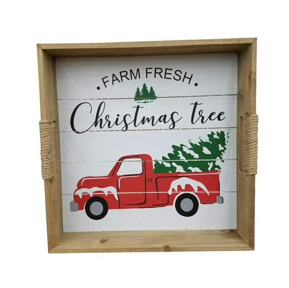 Other - Farm Fresh Christmas Tree Red Truck Wood Tray Other - Farm Fresh Christmas Tree Red Truck Wood Tray